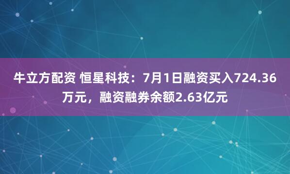 牛立方配资 恒星科技:7月1日融资买入724.36万元,融资融券余额2.63亿元