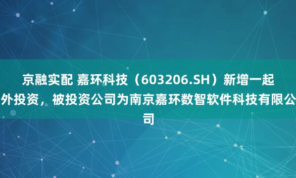 京融实配 嘉环科技(603206.SH)新增一起对外投资,被投资公司为南京嘉环数智软件科技有限公司